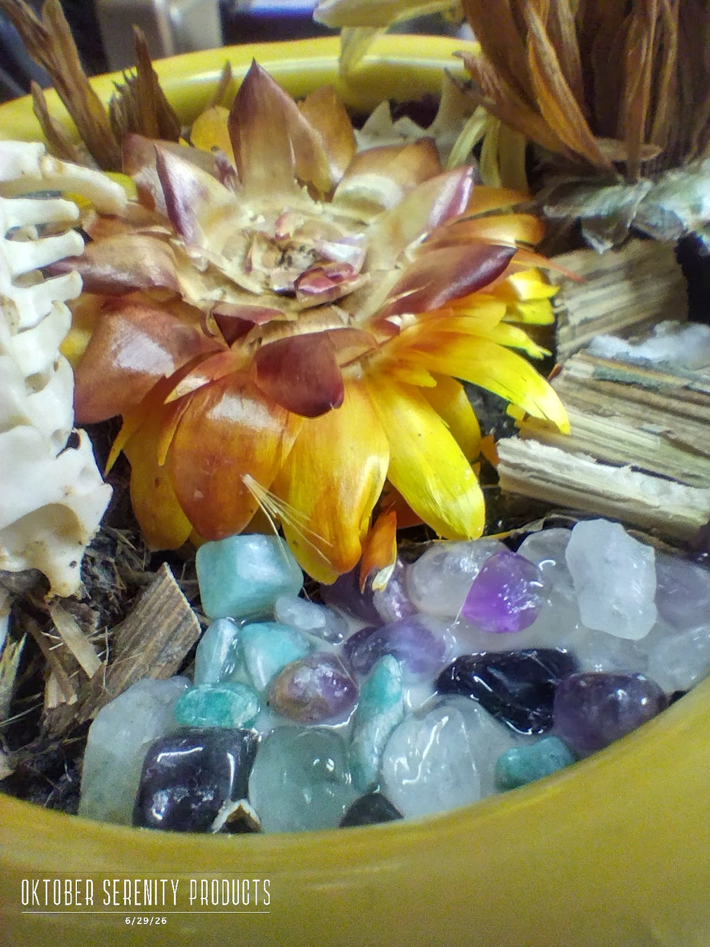 Elegant Yellow floral, bone arrangement.
