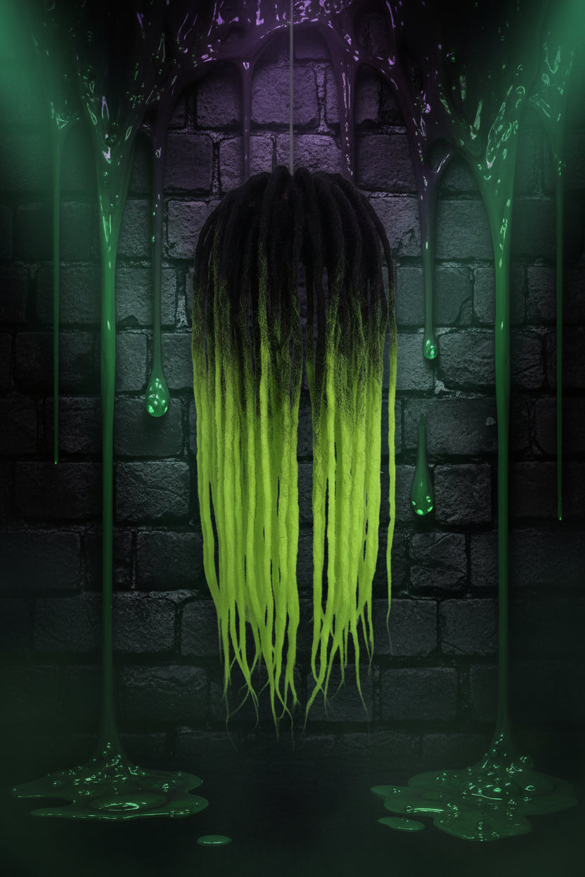 Slime Colored Blacklight reactive Dreadlocks
