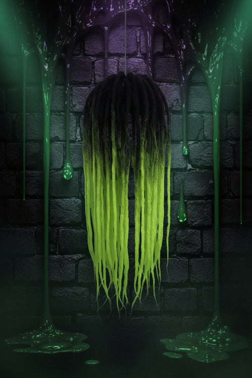 Slime Colored Blacklight reactive Dreadlocks
