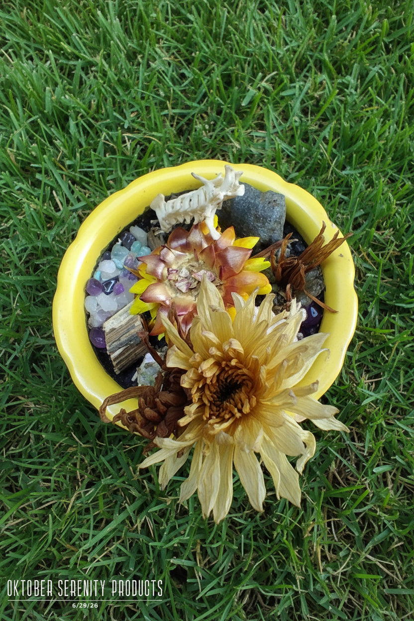Elegant Yellow floral, bone arrangement.